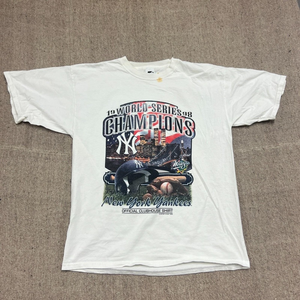 Vintage New York Yankees Shirt Mens XL White 1990s World Series MLB